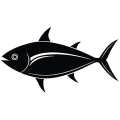 Obraz premium Black silhouette of a tuna fish with white accents vector