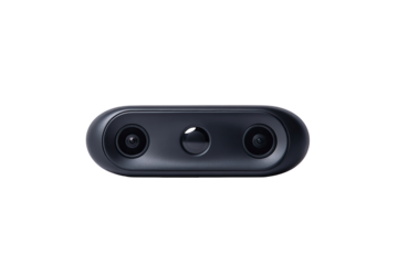 Dark gray, oval-shaped device with three lenses