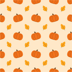 Pumpkin seamless pattern in orange tones for fall and Thanksgiving themes