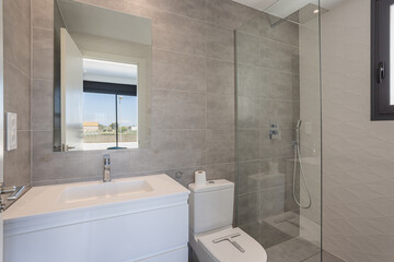 Modern bathroom with walk-in shower