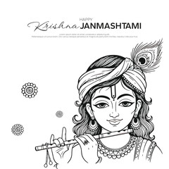 Happy krishna janmashtmi I Hand draw art krishna