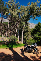 Adventure Bike on Forest Trail near Table Mountain