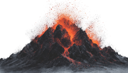 Volcanic eruption, fiery mountain,  magma exploding