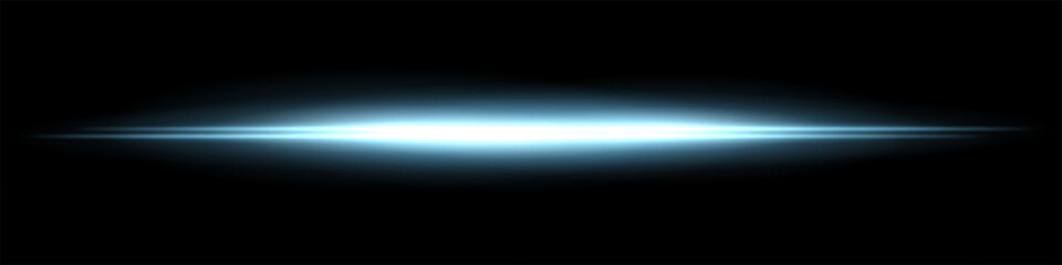 Intense horizontal beam with bright central area and wide fading glow. Clean abstract effect combining sharp and soft contrasts in one direction.