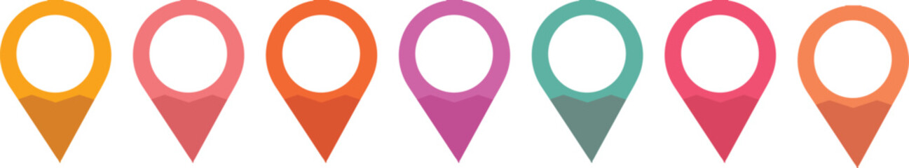 Map pin icon, Set location symbol. color modern map marker collection. pinpoint. Location pin icon. map pin place marker. map marker pointer icon. gps  iocation symbol