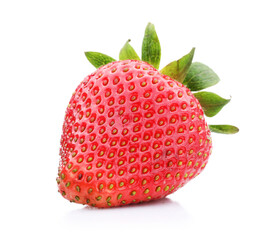 One fresh ripe strawberry isolated on white
