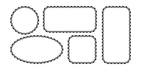 African pattern rectangle frame. Mexican ethnic motif border. Triangular ornament round frame. Sun stamp. African ethnic culture ornament Vector illustration isolated on white background.