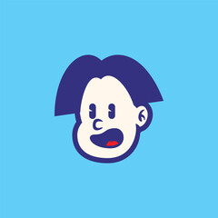 Confused cartoon kid face with clueless expression. Vector illustration in bold, clean style. Perfect for emoji, mascot, sticker, or children’s digital content