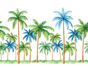 Isolated tropical palm trees against a white background evoke a feeling of summer vacation and exotic nature