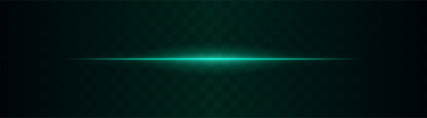 Flash line. Thin horizontal light flare with blurred glow and soft diffusion. Minimal composition on transparent background with high contrast and sleek symmetry.