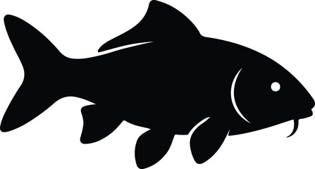 Silhouette carp fish swimming aquatic animal vector illustrator