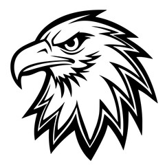 Powerful eagle head mascot logo in a bold black and white vector style. A symbol of strength, freedom, and vision.