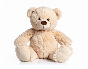 Obraz premium Adorable Teddy Bear Plush Toy Sitting Upright – Isolated on White Background