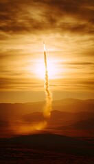 Obraz premium Ballistic missile sunset desert long exposure