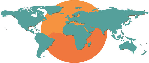 Obraz premium World map graphic with global perspective.