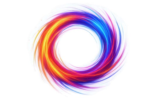 Vibrant Swirling Energy Vortex with Fiery Red, Orange, Yellow, and Cool Blue Light Trails