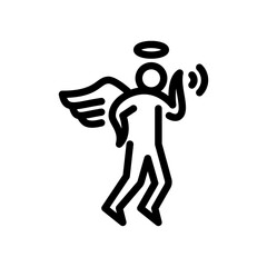 Angel whispering outline icon. angel black line illustration.
