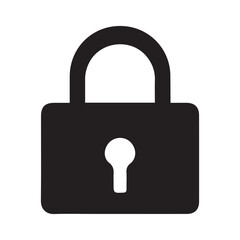 Black padlock icon isolated on white background