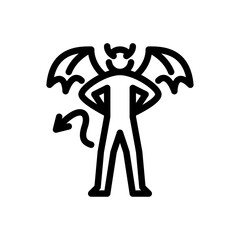 Devil standing outline icon. satan black line illustration.