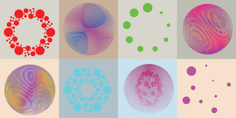 Lines and dots in Circle Form .Rotate rounded shape Vector .Rotating dots form a circle .Rotating and linear design element . Various lines forming round shape . Abstract Geometric line art 