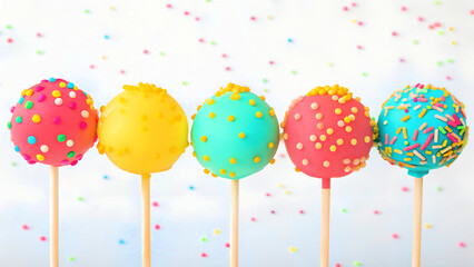 Colorful Cake Pops with Sprinkles &ndash; Fun and Festive Party Treats on Sticks
