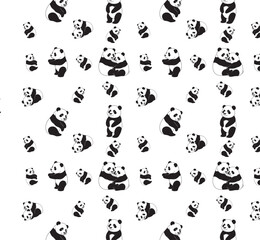 Seamless very Cute Panda Vector Pattern