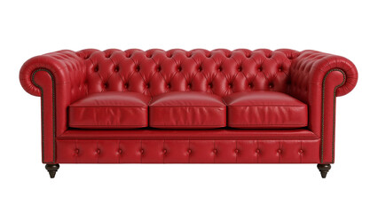 Elegant red leather chesterfield sofa with a tufted design providing a luxurious aesthetic