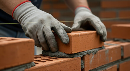 Close-up view of a worker's hands assembling metal beams with tools.