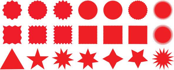 Set of circles with zigzag edges, Sunburst sticker shapes, Rounded starburst zigzag badge, Wavy Zigzag Edge Icons Price sticker sale sticker starburst quality mark Set of circles with zig