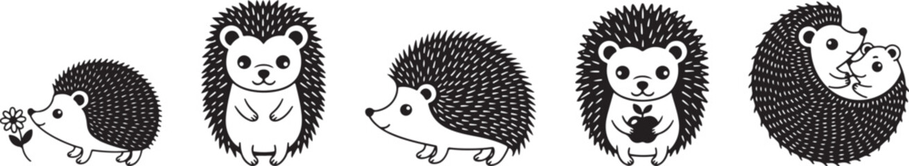 Vector art of cute hedgehog cartoon character vector illustration isolated on white background hand drawn style hedgehog vector art design for kids isolated on white background © Shalahin_Rabbi
