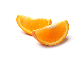 Slices of juicy orange isolated on white