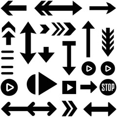 Modern Arrows Collection – Thin Line and Bold Style Icons, Up, Down, Left, Right Direction Arrows, Navigation, Pointer, and Design Elements, Arrow Icons for Infographics, Web Design & Navigation UI