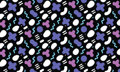 Seamless patterns, abstract organic line, memphis dots, flowers peonies, white backgrounds vector art illustration