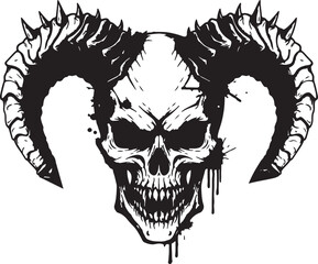 Vector art of detailed skull with horns illustration isolated on white background, perfect for gothic, horror, or fantasy themed designs isolated on white background