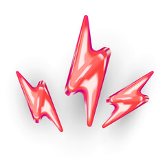 Red Lightning Bolt Set with Glossy Highlights for Bold and Fiery Themes