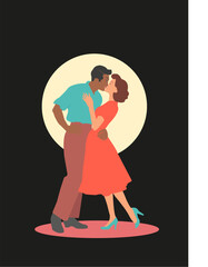 Black people love. Lovers kissing in the black background