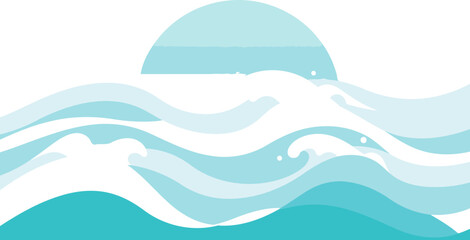 Obraz premium Ocean waves with light teal color displaying soft, stylized motion. Abstract water waves in a tranquil sea environment.