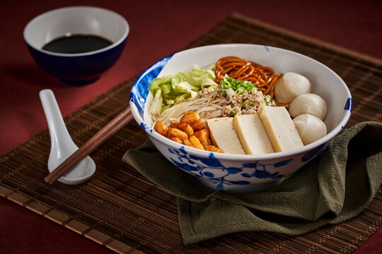 Traditional Asian Noodle Soup with Fresh Ingredients