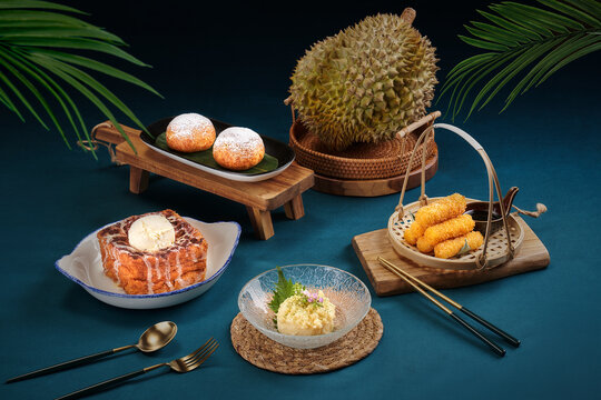 Close-Up of Freshly Cut Durian Fruit