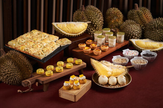 Assorted Asian Desserts on Wooden Tray