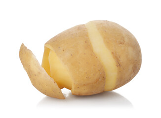 Raw potato with peel isolated on white