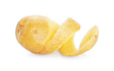Raw potato with peel isolated on white