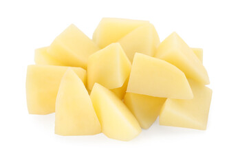Slices of raw potatoes isolated on white