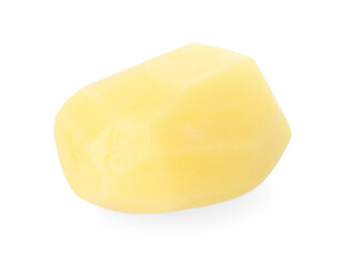 One peeled raw potato isolated on white