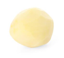 One peeled raw potato isolated on white