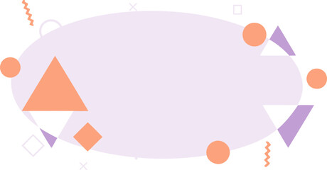 Abstract geometric shapes in muted orange and lavender on a light purple background. Modern graphic design elements with soft, overlapping forms.