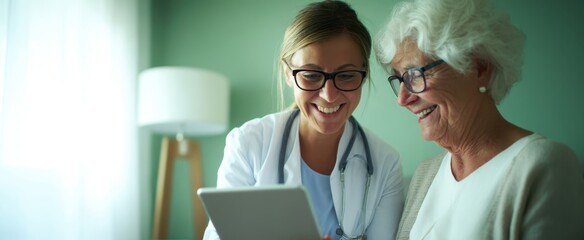 The doctor and patient sharing a joyful moment with digital technology.