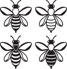 Honey bee vector silhouette illustration isolated on white background