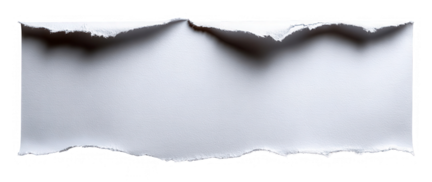 Torn rectangular white paper