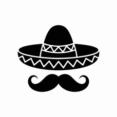  sombrero, mustache, design, icon, vector, graphic, Mexican, hat, cultural, illustration, festive, symbol, traditional, blackandwhite, Mexicanhat, culturalicon, fiesta, party, Mexicanart, fun, celebra